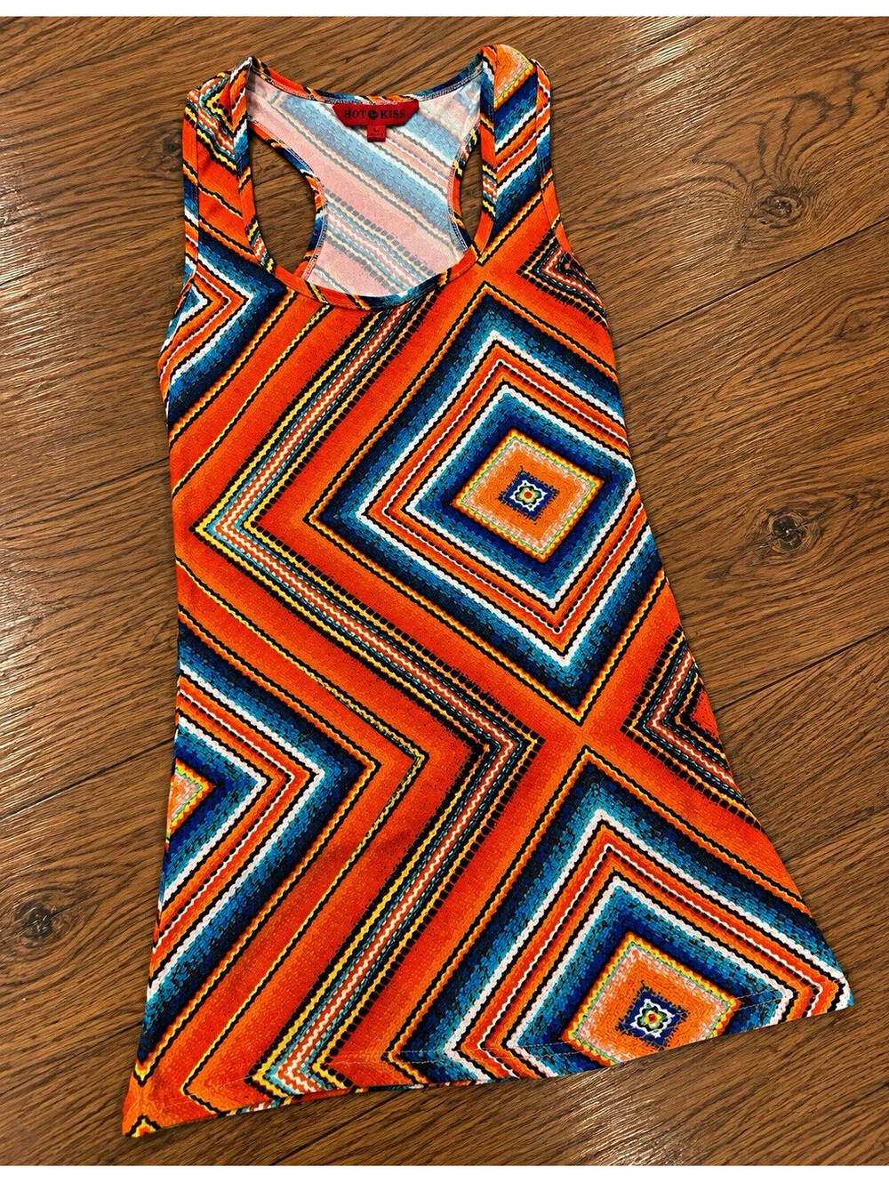 Women’s Multicolor Geometric Scoop Neck Racerback Knit Tank Top Medium